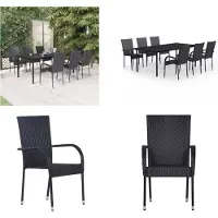 vidaXL Ensemble de jardin 7 pièces noir