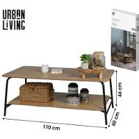Urban Living Table basse en bois et métal "Marcel" - Marron/noir - L 110 x P 60 x H 44 cm