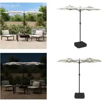 vidaXL Parasol double avec lampes LED blanc sable 316x145 cm