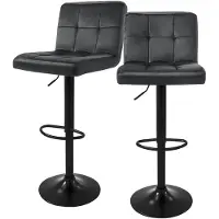 ML-Design Lot de 2 tabourets de bar Tabouret de comptoir pivotant à 360°, chaise de bar rembourrée avec dossier et repose-pieds, 63-83 cm