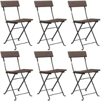 vidaXL Chaises de bistrot 6 pcs. Pliable Marron Poly rotin et acier