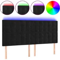 vidaXL LED Tête de lit noir 200x5x118/128 cm velours