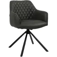 Livin24 Bronx71 Chaise de salle à manger en cuir Dex pivotant à 180° noir/anthracite