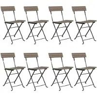 vidaXL Chaises de bistrot 8 pcs. Pliable Gris Poly rotin et acier