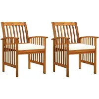 vidaXL Chaises de jardin 2 pièces avec coussins en bois massif d'acacia