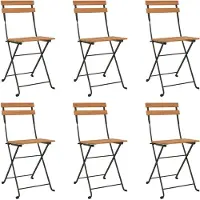 vidaXL Chaises de bistrot 6 pcs. Pliable bois massif teck et acier