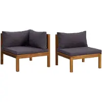 vidaXL Ensemble de canapé 2 pièces avec coussins gris foncé en acacia massif