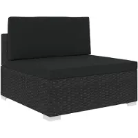 vidaXL Canapé modulaire partie centrale 1 pc + coussins Poly rotin noir