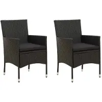 vidaXL Chaises de jardin avec coussin 2 pcs. Poly rotin noir