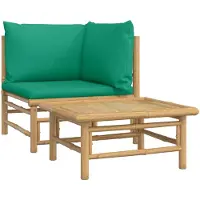 vidaXL Ensemble de salon de jardin 2 pièces avec coussins verts en bambou