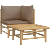 vidaXL Ensemble de salon de jardin 2 pièces avec coussins taupe en bambou