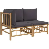 vidaXL Ensemble de salon de jardin 2 pièces avec coussins gris foncé en bambou