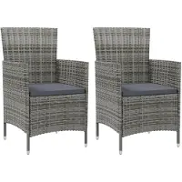 vidaXL Chaises de jardin avec coussins lot de 2 Résine tressée Gris