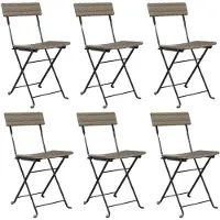 vidaXL Chaises de bistrot 6 pcs. Pliable Gris Poly rotin et acier