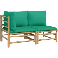 vidaXL Ensemble de salon de jardin 2 pièces avec coussins verts en bambou