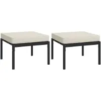 vidaXL Tabouret de jardin avec coussins couleur sable 2 pcs. 60x60x35 cm Acier