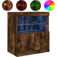 vidaXL Sideboard avec lampes LED chêne fumé 60x37x67 cm