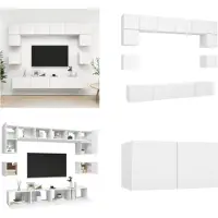 vidaXL Ensemble de 8 meubles TV blanc en bois composite