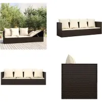 vidaXL Lit lounge d'extérieur avec coussins Marron Poly rotin