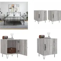 vidaXL Tables de chevet 2 pcs sonoma gris 40x40x50cm bois d'ingénierie