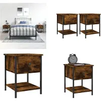 vidaXL Tables de chevet 2pcs chêne fumé 34x35,5x45cm bois d’ingénierie