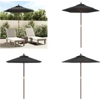 vidaXL Parasol avec mât en bois noir 196x231 cm