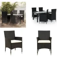 vidaXL 5-tlg. Groupe de jardinage avec baisers Poly Rattan Schwarz