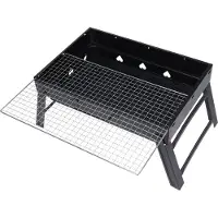 Northio Barbecue à charbon pliable en acier noir, portable, 49 cm, grille 43 x 29 cm