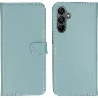 Selencia Étui portefeuille en cuir véritable Samsung Galaxy A15 (5G/4G) - Air Blue
