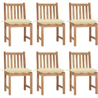 vidaXL Chaises de jardin 6 pcs. avec coussins teck massif