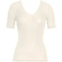 Hanro Maillot de corps ' Woolen Silk Kurzarm ' crème / blanc cassé