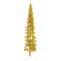 vidaXL Demi sapin de Noël artificiel mince avec support Doré 210 cm