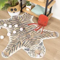 Little Olly Tapis lavable pour enfant - Wild Tiger Multicolore | 120x170 cm | Irréguliers | Pile courte