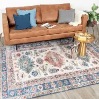FRAAI Tapis vintage - Azara Yasmin Bleu Clair | 80x150 cm | Rectangulaire | Tissage plat