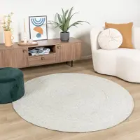 NATURL. Tapis en laine rond - Wise Gris/Chiné No. 367 | Ø 150 cm | Rond | Tissage plat