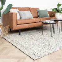 Studio Clarice Tapis en laine - Melange Crème Chiné | 200x290 cm | Rectangulaire | Tissage plat