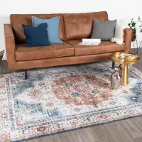 FRAAI Tapis vintage - Azara Bleu Clair | 80x150 cm | Rectangulaire | Tissage plat