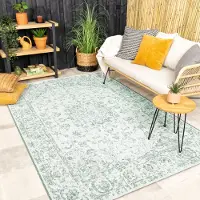 FRAAI Tapis d'extérieur vintage - Victoria Oriental Vert | 200x290 cm | Rectangulaire | Tissage plat