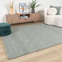 NATURL. Tapis en laine - Wise Vert No. 411 | 140x200 cm | Rectangulaire | Tissage plat