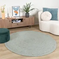 NATURL. Tapis en laine rond - Wise Vert No. 411 | Ø 100 cm | Rond | Tissage plat