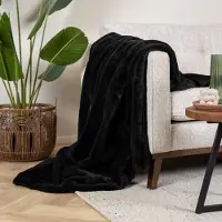 NATURL. Plaid lavable | Otis Noir | 170x200cm | Noir | Rectangulaire | Tapis