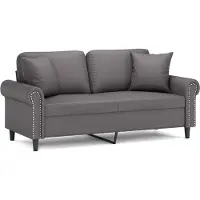 vidaXL Canapé 2 places avec coussins décoratifs Gris 140 cm Similicuir