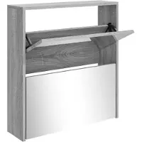 vidaXL Armoire à chaussures miroir 2 niveaux Sonoma gris 63x17x67 cm