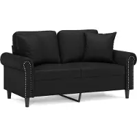 vidaXL Canapé 2 places avec oreillers décoratifs noir 120cm similicuir