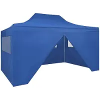 vidaXL Tente pliante Pop-Up avec 4 éléments latéraux 3x4,5 m Bleu