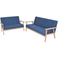 vidaXL Ensemble de canapés 2 pièces tissu bleu