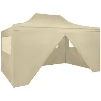 vidaXL Tente pliante Pop-Up avec 4 éléments latéraux 3 x 4,5 m Blanc crème