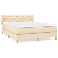 vidaXL Lit boxspring avec matelas Crème 140x190 cm Tissu