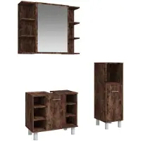 vidaXL Ensemble de meubles de salle de bain 3 pièces chêne fumé bois composite