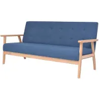 vidaXL Canapé à 3 places Tissu Bleu